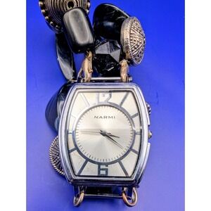 Narmi Watch Women Dial Silver Black/Silver Beaded Stretch Band - New Battery